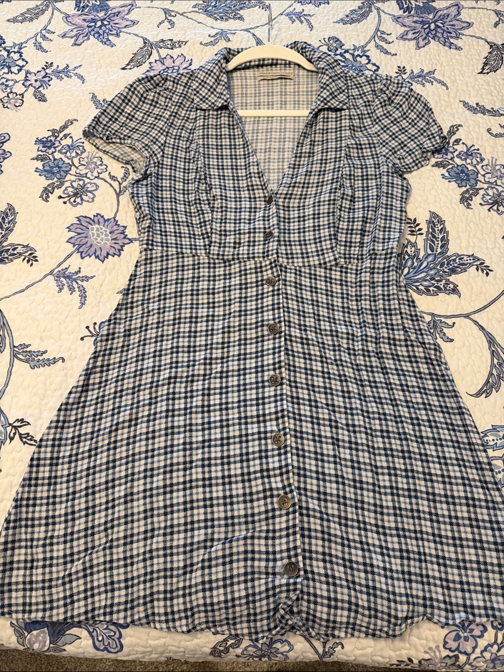 Urban Outfitters Blue and White Gingham Mini Dress